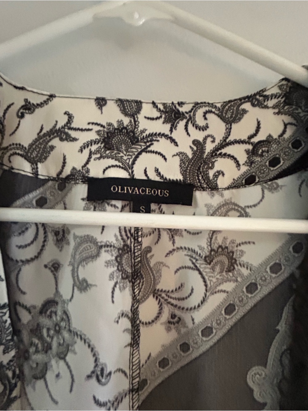 Olivaceous Black and White Paisley Wrap Blouse - Picture 2 of 3